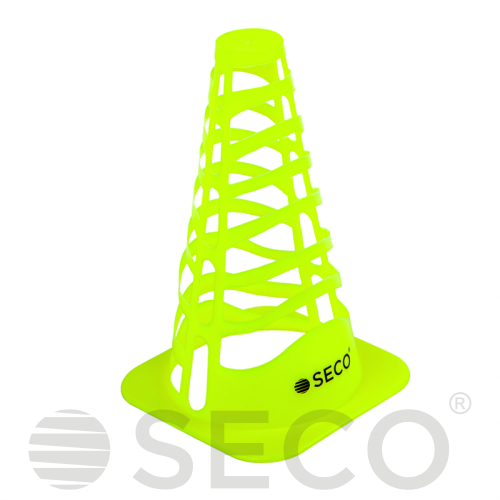 Тренировочный конус SECO® с отверстиями 23 см цвет зеленый неон