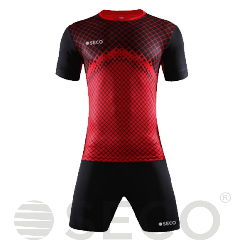 SECO® Geometry Set Uniforme de fútbol negro y rojo