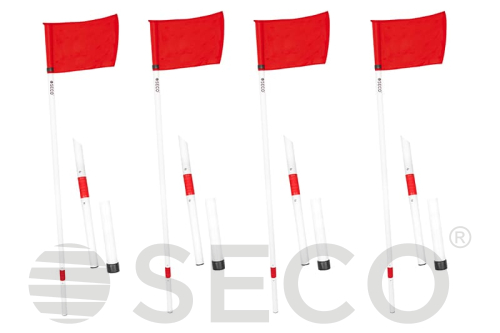 Угловые флажки SECO®  1,5 м (4 шт) цвет: красный