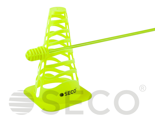 Тренировочный конус SECO® с отверстиями 23 см цвет зеленый неон