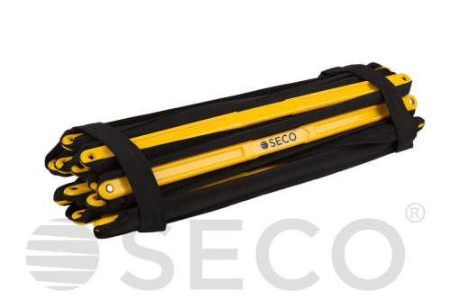 Тренировочная лестница координационная для бега SECO® складная 12 ступеней 5,1 м желтого цвета
